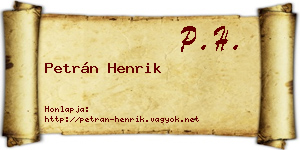 Petrán Henrik névjegykártya